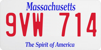 MA license plate 9VW714