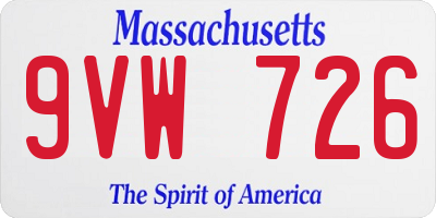 MA license plate 9VW726