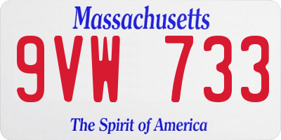 MA license plate 9VW733