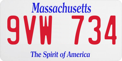 MA license plate 9VW734