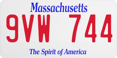 MA license plate 9VW744