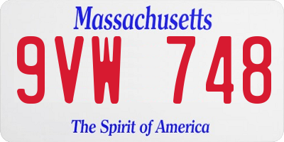MA license plate 9VW748