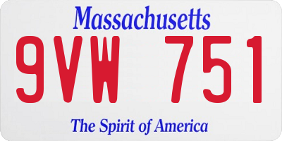 MA license plate 9VW751