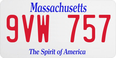 MA license plate 9VW757