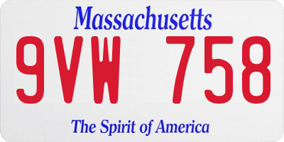 MA license plate 9VW758