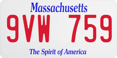 MA license plate 9VW759