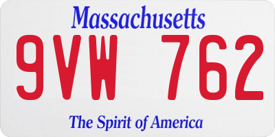 MA license plate 9VW762
