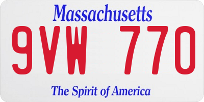 MA license plate 9VW770