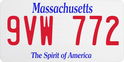 MA license plate 9VW772