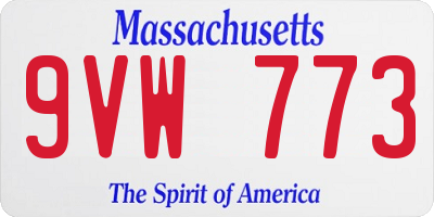 MA license plate 9VW773