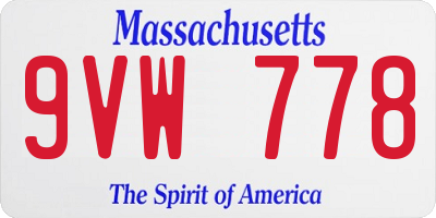 MA license plate 9VW778