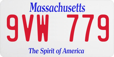 MA license plate 9VW779