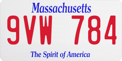 MA license plate 9VW784