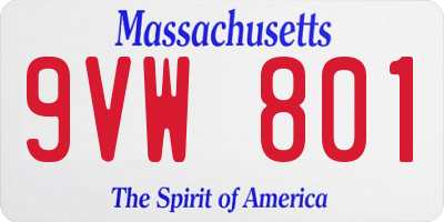 MA license plate 9VW801