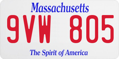 MA license plate 9VW805