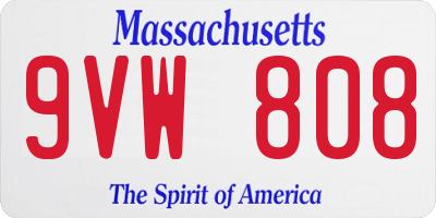 MA license plate 9VW808