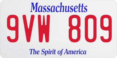 MA license plate 9VW809
