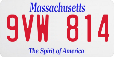 MA license plate 9VW814