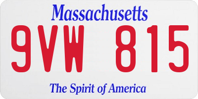 MA license plate 9VW815