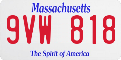 MA license plate 9VW818