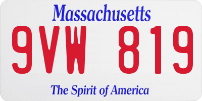 MA license plate 9VW819