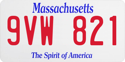 MA license plate 9VW821