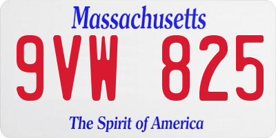 MA license plate 9VW825
