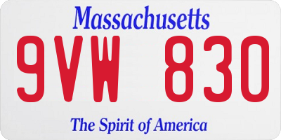 MA license plate 9VW830