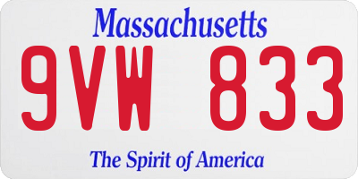 MA license plate 9VW833