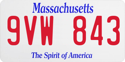 MA license plate 9VW843