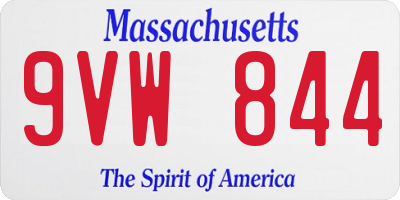 MA license plate 9VW844