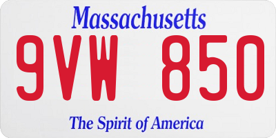 MA license plate 9VW850