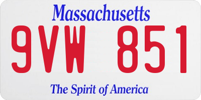 MA license plate 9VW851