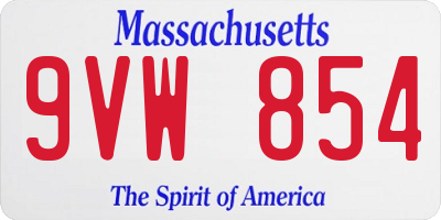 MA license plate 9VW854