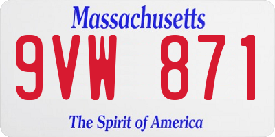 MA license plate 9VW871