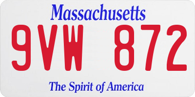 MA license plate 9VW872