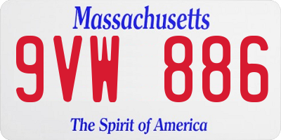 MA license plate 9VW886