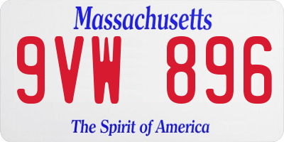 MA license plate 9VW896