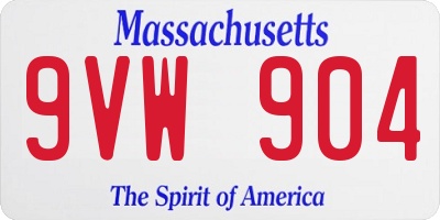 MA license plate 9VW904