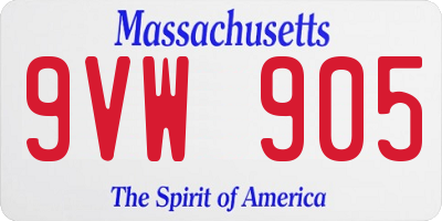 MA license plate 9VW905