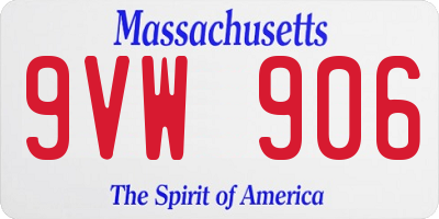 MA license plate 9VW906