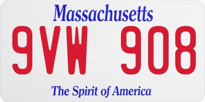 MA license plate 9VW908