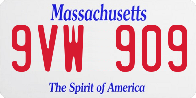 MA license plate 9VW909