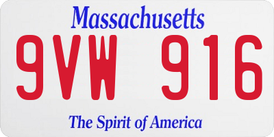 MA license plate 9VW916