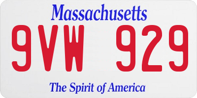 MA license plate 9VW929