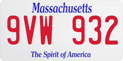 MA license plate 9VW932