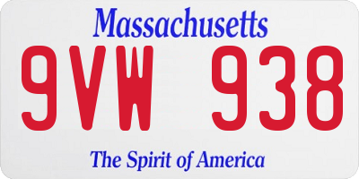 MA license plate 9VW938