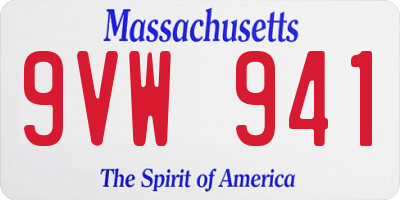 MA license plate 9VW941