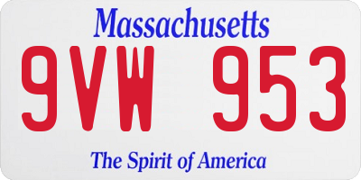 MA license plate 9VW953