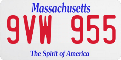 MA license plate 9VW955